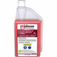 SC Johnson Heavy-Duty pH Floor & Surface Cleaner For Multipurpose - Concentrate - 32 fl oz (1 quart) - Heavy Duty, pH Neutral - Red Bottle - 6 / Carton