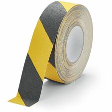 DURABLE GRIP Anti-Slip Tape 16.40 yd Length x 1.97" Width x 27.6 mil Thickness - Black, Yellow - Aluminum, Plastic - Abrasion Resistant, Slip Resistant - For Floor Marking, Industrial, Indoor, Outdoor, Ramp - 1 Roll