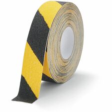 DURABLE GRIP+ Anti-Slip Tape 16.40 yd Length x 1.97" Width x 27.6 mil Thickness - Yellow, Black - Aluminum, Plastic - Abrasion Resistant, Slip Resistant - For Floor Marking, Indoor, Outdoor, Industrial, Ramp - 1 Roll