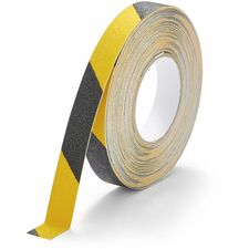 DURABLE GRIP Anti-Slip Tape 16.40 yd Length x 0.98" Width x 27.6 mil Thickness - Yellow, Black - Aluminum, Plastic - Abrasion Resistant, Slip Resistant - For Marking, Indoor, Outdoor, Ramp, Industrial, Floor Marking - 1 Roll
