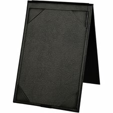 Deflecto Double-Sided A-Frame Table Tent Support 5" x 7" Media - Leatherette, Leather - Black - Foldable, Double-sided - 1 Each