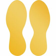 DURABLE Safety Floor Marking Shapes 3.5" Width x 9.4" Depth - Footprint Shape - Abrasion Resistant, Durable, Self-adhesive, Easy Installation, Slip Resistant, Permanent Adhesive - Safety, Walking Area, Driving Area, Indoor - Plastic - Yellow - 10 / Pack