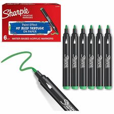 Sharpie Creative Markers Bullet Marker Point - Green Ink - Water Based, Acrylic Based - 6 / Box