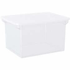 Storex Plastic File Tote Storage Box External Dimensions: 14" Width x 18.3" Depth x 10.5" Height - 35 lb - 9.25 gal - Snap-on, Lid Closure - Plastic - Clear - For File, Letter, Folder - 1 / Pack
