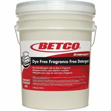 Betco Symplicity Dye/Fragrance-Free Detergent For Fabric, Linen - Concentrate - 640 fl oz (20 quart) - Dye-free, Fragrance-free, Anti-graying, Phosphorous-free, APE-free, NPE-free, EDTA-free, Low Foaming - Clear - 1 Each