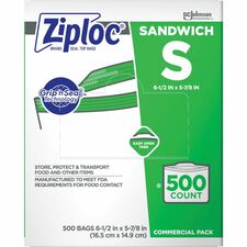 Ziploc&reg; Sandwich Bags 6.50" Length x 5.87" Width x 1.20 mil (30 Micron) Thickness - Clear - School, Park, Sandwich, Snack, Office, Commercial, Healthcare, Industrial, Food, Hospital - 500 / Carton