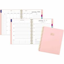 At-A-Glance Harmony Weekly/Monthly Planner Weekly, Monthly - 13 Month - January 2026 to January 2027 - 1 Week, 1 Month Double Page Layout - 7" x 8 3/4" Sheet Size - Twin Wire - Coral, Pink - Dated Planning Page, Bleed Resistant Paper, Tabbed, Unruled Dail