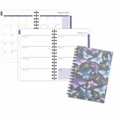 At-A-Glance Mariah Weekly Monthly Planner Weekly, Monthly - 12 Month - January 2026 to December 2026 - 1 Week Double Page Layout - 5 1/2" x 8 1/2" Sheet Size - Twin Wire - Mariah, Blue, Purple - Poly Cover - Dated Planning Page, Tabbed, Monthly Tab, Unrul