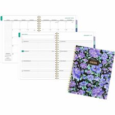 At-A-Glance BADGE Weekly/Monthly Planner Weekly, Monthly - 13 Month - January 2026 to January 2026 - Letter - 8 1/2" x 11" Sheet Size - Twin Wire - Badge Floral, Purple - Paper - Poly Cover - Bleed Resistant Paper, Planning Sheet, Durable Cover, Flexible