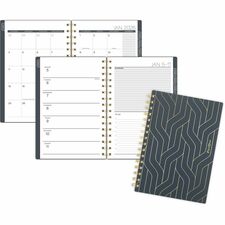 At-A-Glance Hera Weekly Monthly Planner Weekly, Monthly - 12 Month - January 2026 to December 2026 - 1 Week Double Page Layout - 5 1/2" x 8 1/2" Sheet Size - Twin Wire - Black, Gold - Poly Cover - Dated Planning Page, Tabbed, Monthly Tab, Unruled Daily Bl