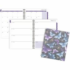At-A-Glance Mariah Weekly Monthly Planner Weekly, Monthly - 12 Month - January 2026 to December 2026 - 1 Week Double Page Layout - Letter - 8 1/2" x 11" Sheet Size - Twin Wire - Blue, Purple, Mariah - Poly Cover - Dated Planning Page, Tabbed, Monthly Tab,