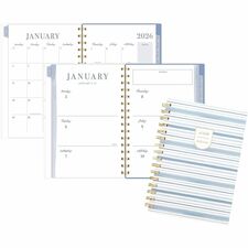 Cambridge Leah Bisch Weekly Monthly Planner Weekly, Monthly - 12 Month - January 2026 to December 2026 - 5 1/2" x 8 1/2" Sheet Size - Twin Wire - Ciara Stripe - Poly Cover - Monthly Planner, Planner Page, Yearly Planner, Unruled Planning Space, Unruled Da