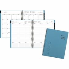 At-A-Glance Contemporary Lite Planner Weekly, Monthly - 12 Month - January 2026 to December 2026 - 1 Week, 1 Month Double Page Layout - 8 1/4" x 11" Sheet Size - Twin Wire - Blue - Paper - Mineral Blue Faux Leather Cover - Bleed Resistant Paper, Note Page