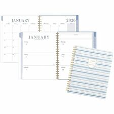 Cambridge Leah Bisch Weekly Monthly Planner Weekly, Monthly - 12 Month - January 2026 to December 2026 - Letter - 8 1/2" x 11" Sheet Size - Twin Wire - Ciara Stripe - Poly Cover - Monthly Planner, Planner Page, Yearly Planner, Unruled Planning Space, Unru
