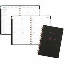At-A-Glance Signature Large Wkly/Mthly Planner Large - Weekly, Monthly - 13 Month - January 2026 to January 2027 - 5 1/2" x 8 1/2" Sheet Size - Twin Wire - Black - Paper - Monthly Planner, Bleed Resistant Paper, Ruled, Monthly Tab, Holiday Listing, Event