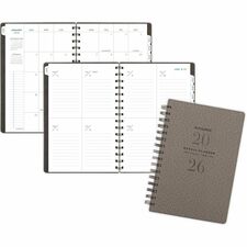 At-A-Glance Signature Large Wkly/Mthly Planner Large - Weekly, Monthly - 13 Month - January 2026 to January 2027 - 5 1/2" x 8 1/2" Sheet Size - Twin Wire - Gray - Paper - Monthly Planner, Bleed Resistant Paper, Ruled, Monthly Tab, Holiday Listing, Event C