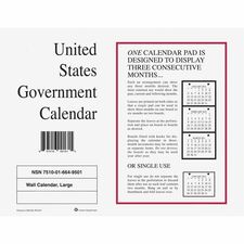 Unicor Monthly Wall Calendar Monthly - 2026 to 2026 - Letter - 8 1/2" x 11" Sheet Size - Wall Mount - White - Project Planner, Perforated, Removable, Punched, Three Month Calendar, Printed, Holiday Listing, Foldable - 10 / Pack