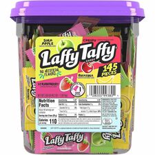 Green Rabbit Laffy Taffy Assorted Variety Pack Fruit, Sour Apple, Cherry, Banana, Strawberry - Individually Wrapped - 1 / Carton