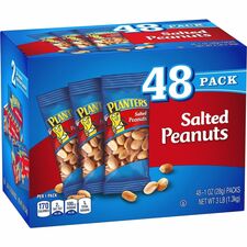 Green Rabbit Planters Roasted Peanuts Snack Packs Cholesterol-free - Salted Peanut - 1 oz - 48 / Carton