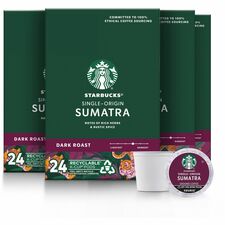 Starbucks K-Cup Sumatra Blend Coffee Dark - 24 K-Cup - K-Cup - Sumatra Blend - 4 / Carton