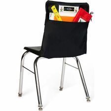 Seat Sack Classroom Pack One-Pocket Seat Sacks 1 Pocket(s) - 1 Compartment(s) - 14" Width x 2" Depth - Chair - Durable, Desk Space, Washable, Expandable - Black - Poly Cotton - 1 Each