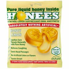 Green Rabbit Cough Reliever For Sore Throat, Cough, Cold, Nasal Congestion - Honey Lemon - 20/Bag - 6 / Carton
