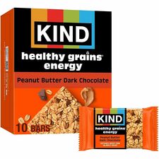 KIND Healthy Grains Energy Bars Egg-free, Dairy-free, Gluten-free, Wheat-free, Trans Fat Free, Low Sodium - Peanut Butter Dark Chocolate - 1.40 oz - 10 / Box
