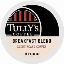 Tully's K-Cup Breakfast Blend Coffee Compatible with Keurig Brewer - Light - 24 K-Cup - K-Cup - Breakfast Blend - 4 / Carton