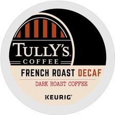 Tully's K-Cup French Roast Decaf Coffee Compatible with Keurig Brewer - Dark - 24 K-Cup - K-Cup - French Roast Decaf - Decaffeinated - 4 / Carton