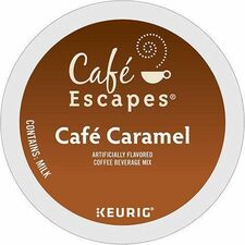 Caf&eacute; Escapes&reg; K-Cup Cafe Caramel Coffee Compatible with Keurig K-Cup Brewer - 24 K-Cup - K-Cup - Caramel - 4 / Carton