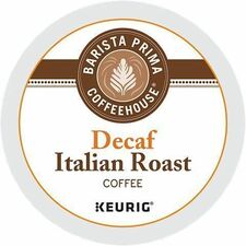 Barista Prima Coffeehouse&reg; K-Cup Italian Roast Decaf Coffee Compatible with Keurig K-Cup Brewer - Dark - 24 K-Cup - K-Cup - Italian Roast, Colombia - Kosher - Decaffeinated - 4 / Carton