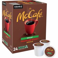 McCafe K-Cup Decaf Premium Roast Coffee Compatible with Keurig K-Cup Brewer - Medium - 24 K-Cup - K-Cup - Premium Roast, Arabica - Decaffeinated - 4 / Carton