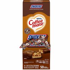 Coffee mate Creamer Snickers Flavor Singles Chocolate, Nut, Caramel, Snickers Flavor - 0.38 fl oz (11 mL) - 1 Serving - 50 Singles/Box - 4 / Carton