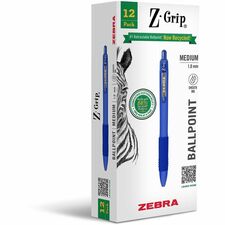 Zebra Pen Z-Grip Retractable Ballpoint Pens Retractable - Blue Ink - School, Home, Journaling - 1 Dozen