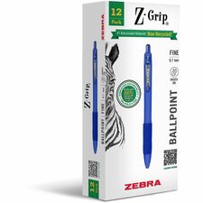 Zebra Pen Z-Grip Retractable Ballpoint Pens Retractable - Blue Ink - School, Home, Journaling - 1 Dozen