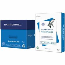 Hammermill Great White 30 Copy Paper 92 Brightness - 88 Opacity - 11" x 17" - 20 lb Basis Weight - 75 g/m&#178; Grammage - Sustainable Forestry Initiative (SFI) - Acid-free, Jam-free - White - 500 - 5 / Carton