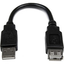 StarTech.com 6in USB 2.0 Extension Adapter Cable A to A - M/F 6" USB Data Transfer Cable for Notebook, Flash Drive, Desktop Computer - First End: 1 x 4-pin USB 2.0 Type A - Male - Second End: 1 x 4-pin USB 2.0 Type A - Female - Extension Cable - Nickel Pl