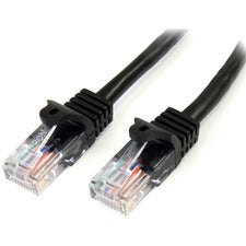 StarTech.com 10ft Black Cat5e Snagless Patch Cable 10 ft Category 5e Network Cable for Network Device - First End: 1 x RJ-45 Network - Male - Second End: 1 x RJ-45 Network - Male - Patch Cable - Gold Plated Connector - CM - 24 AWG - Black - 1 Each