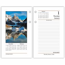 At-A-Glance Photographic Loose-Leaf Desk Calendar Refill Standard - Julian Dates - Daily - 12 Month - January 2026 to December 2026 - 1 Day Double Page Layout - 3 1/2" x 6" Sheet Size - White Sheet - 2-ring - Desktop, Desk - Paper - Ruled, Reference Calen
