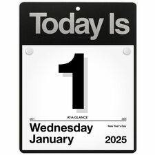 At-A-Glance Today Is Wall Calendar Large - Julian Dates - Daily - 12 Month - January 2026 to December 2026 - 1 Day Single Page Layout - 8 1/2" x 8" Sheet Size - White Sheet - Black - Poly, Paper - Eyelet, Unruled Daily Block, Flexible - 1 Each