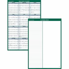 At-A-Glance Vertical Reversible Erasable Wall Calendar Large - Julian Dates - Yearly - 12 Month - January 2026 to December 2026 - 24" x 36" Sheet Size - White Sheet - Blue, Gray - Laminate - Erasable, Laminated, Unruled Daily Block, Reversible - 1 Each