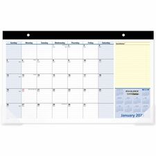 At-A-Glance QuickNotes Compact Monthly Desk Pad Calendar Standard - Julian Dates - Monthly - 13 Month - January 2026 to January 2027 - 1 Month Single Page Layout - 18" x 11" Sheet Size - White Sheet - Headband - Desktop - Blue, White, Yellow - Poly, Paper