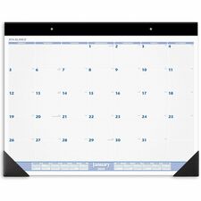 At-A-Glance Desk Pad Calendar Large - Julian Dates - Monthly - 1 Year - January 2026 to December 2026 - 1 Day Single Page Layout - 19" x 24" Sheet Size - White Sheet - 3.25" x 2.75" Block - Headband - Desktop - Blue, Gray, White - Poly, Paper - 1 Each