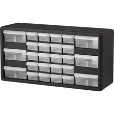 Akro-Mils 26-Drawer Stackable Cabinet 26 Compartment(s) - 10.34" Height x 20" Width x 6.37" Depth - Unbreakable, Stackable, Finger Grip - Black - Polymer, Plastic - 1 Each