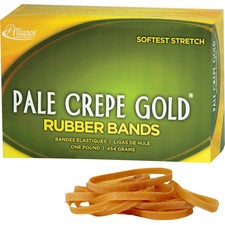 Alliance Rubber Pale Crepe Gold Rubber Bands Size: #18 - 3" Length x 0.1" Width - Stretchable, Durable, Reusable - Golden Crepe - 2205 / Box