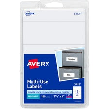 Avery&reg; Removable ID Labels 4" Width x 1 1/2" Length - Removable Adhesive - Rectangle - Laser, Inkjet - White - Self-adhesive - 150 / Pack