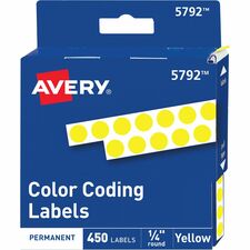 Avery&reg; 1/4" Color-Coding Labels 1/4" Diameter - Permanent Adhesive - Round - Yellow - Self-adhesive - 450 / Pack