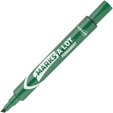 Avery&reg; Marks A Lot Large Desk-Style Permanent Markers 4.7625 mm Chisel Marker Point - Green Ink - Green Plastic Barrel - 1 Dozen