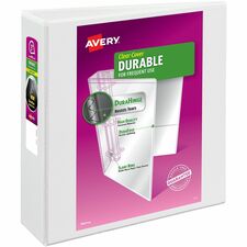 Avery&reg; Durable View Binder - EZD Rings 3" Binder Capacity - Letter - 8 1/2" x 11" Sheet Size - 670 Sheet Capacity - 3 Ring(s) - Fastener(s): D-Ring - Pocket(s): 4, Internal - Poly - White - Recycled - Easy Insert Spine, Exposed Rivet, Gap-free Ring, S