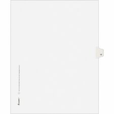 Avery&reg; Individual Legal Exhibit Dividers - Avery Style - Unpunched 25 x Divider(s) - 25 Printed Tab(s) - Digit - 12 - 1 Tab(s)/Set - 8.5" Divider Width x 11" Divider Length - Letter - White Paper Divider - White Tab(s) - 20% Recycled - Reinforced Tab,
